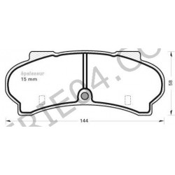 Jeu de 4 plaquettes de frein ép15