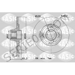 rear brake disc set + bearings Ø249