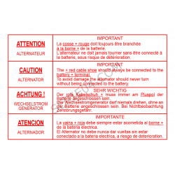 étiquette pour branchement d'alternateur