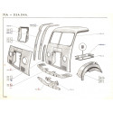 D3A-D4A-D4B Frame - front fender liner - awning - front apron